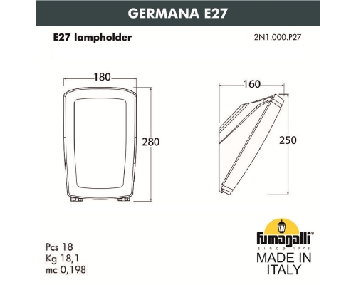 Уличный настенный светильник Fumagalli GERMANA белый, бежевый 2N1.000.000.WYF1R