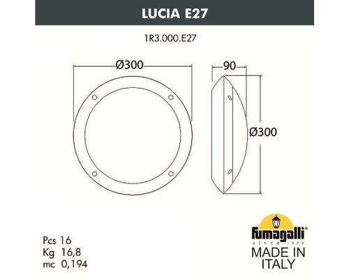 Настенно-потолчный уличный светильник FUMAGALLI LUCIA черный, бежевый 1R3.000.000.AYE27GN1