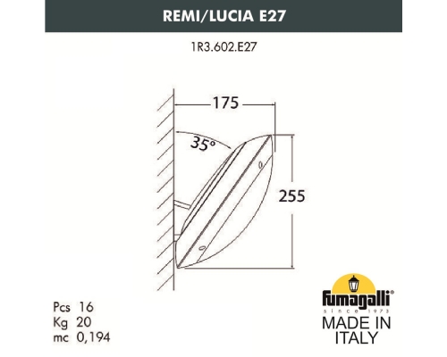 Настенный уличный светильник FUMAGALLI LUCIA серый, бежевый 1R3.602.000.LYE27