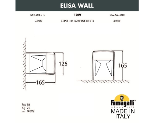 Архитектурная и фасадная подсветка FUMAGALLI ELISA черный, прозрачный DS2.560.000.AXD1L