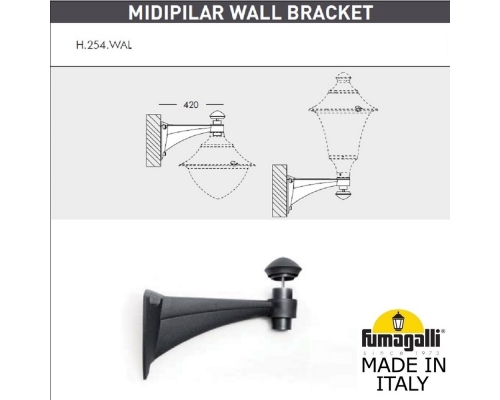 Уличный настенный светильник Fumagalli GINO черный, прозрачный F50.254.000.AXE27