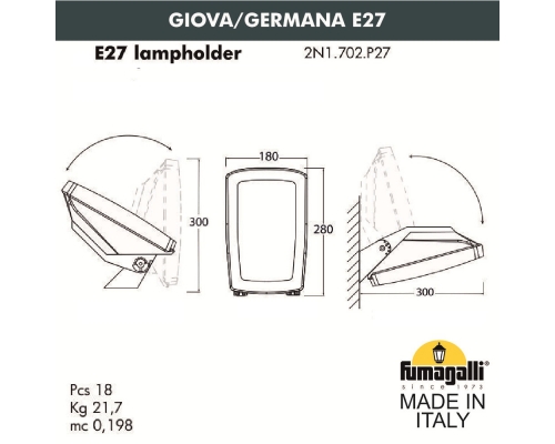 Уличный настенный светильник Fumagalli GERMANA белый, бежевый 2N1.702.000.WYF1R