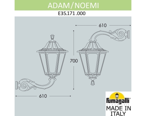 Уличный настенный светильник Fumagalli NOEMI белый, прозрачный E35.171.000.WXH27