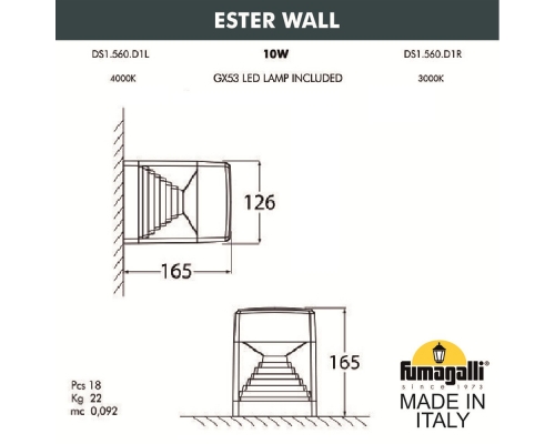 Архитектурная и фасадная подсветка FUMAGALLI ESTER серый, прозрачный DS1.560.000.LXD1L