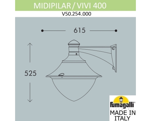 Уличный настенный светильник Fumagalli VIVI черный, прозрачный V50.254.000.AXH27