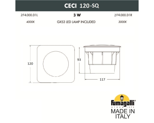 Светильник встраиваемый в дорожное покрытие FUMAGALLI CECI черный, прозрачный 2F4.000.000.AXG1L