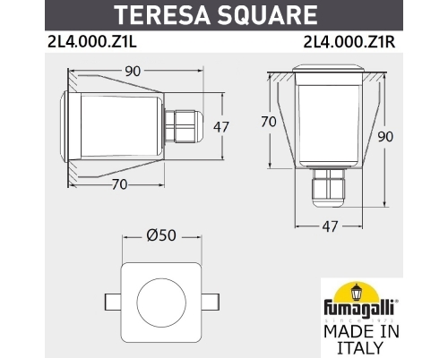 Светильник уличный Fumagalli TERESA серый, прозрачный 2L4.000.000.LXZ1L