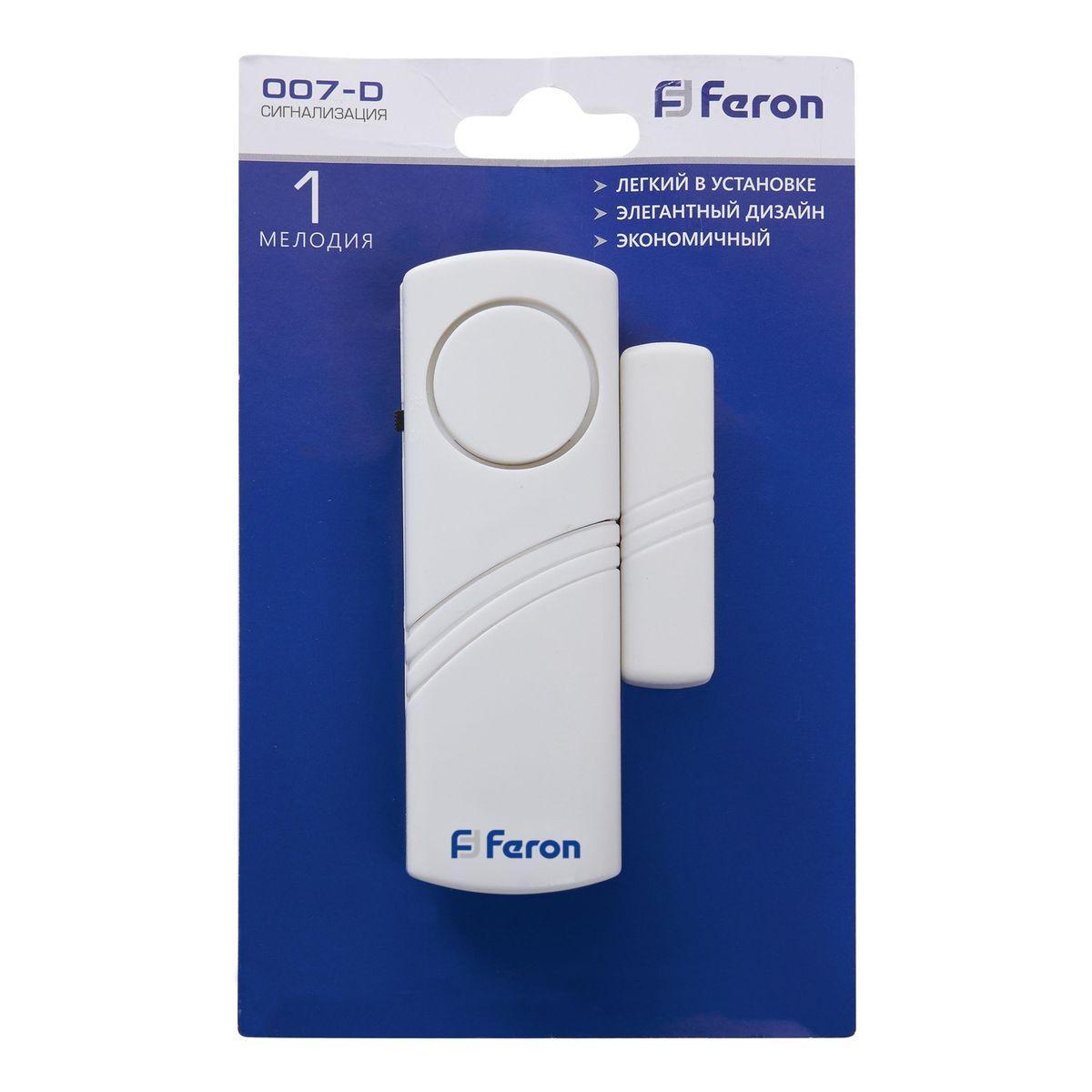 💡 Звонок-сигнализация беспроводной Feron 007-D 23602 - купить Feron 23602  в в интернет-магазине по цене 242р.. Фото, цена, характеристики.